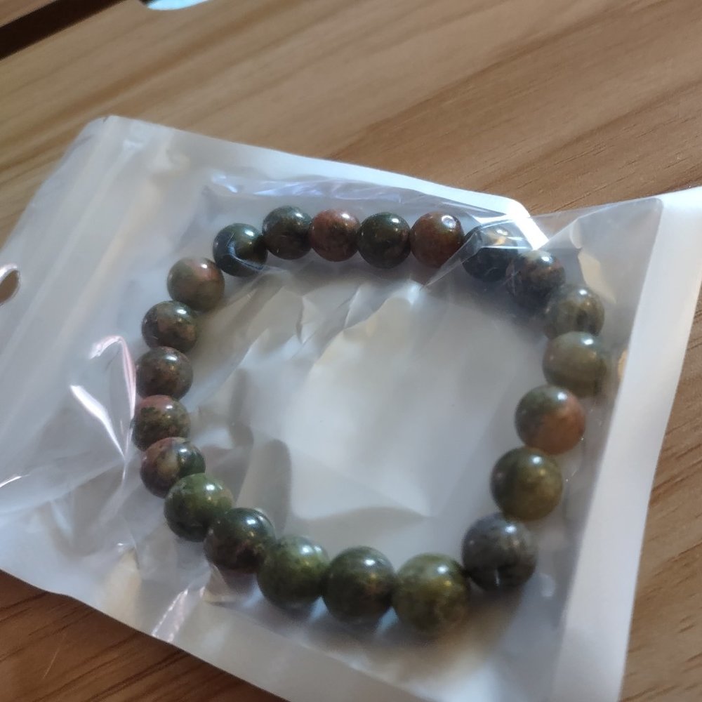 Natural Stone Stretch Bracelet - UNAKITE - NWT